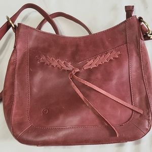 Born Leather Crossbody w/ Braids Accents Burgundy